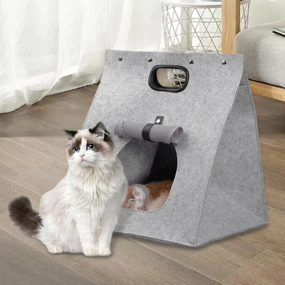 Portable Felt Kitten Condo – Stylish and Lightweight Cat Haven