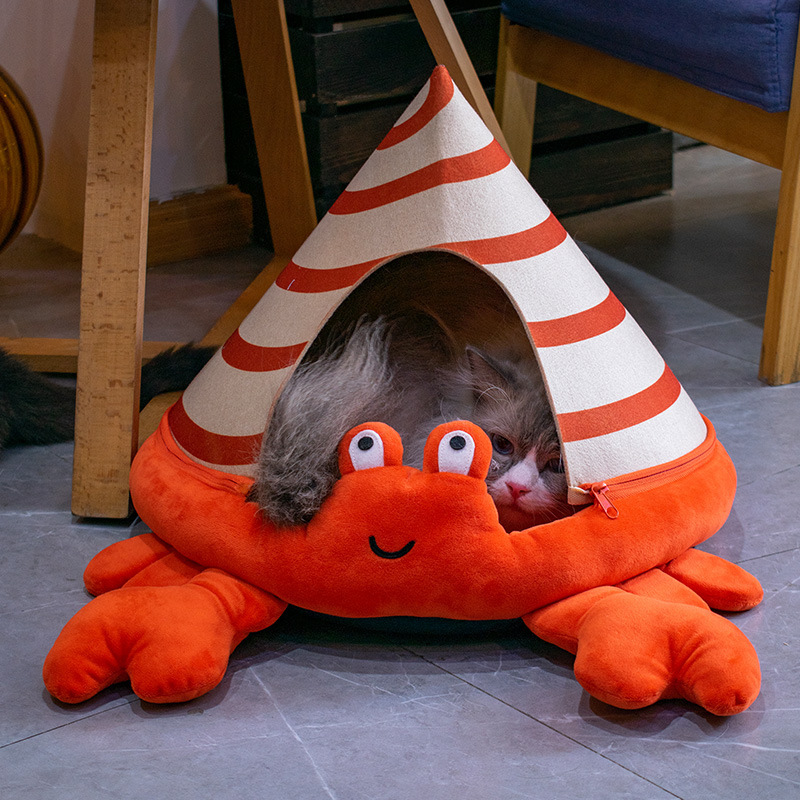 Crab & Turtle-Shaped Kitten House - Cozy Cat Sofa Bed for All Seasons