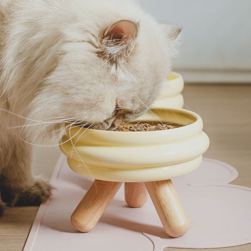 Modern Design Cat Feeding Bowl – Ceramic Food and Water Dish with Stand